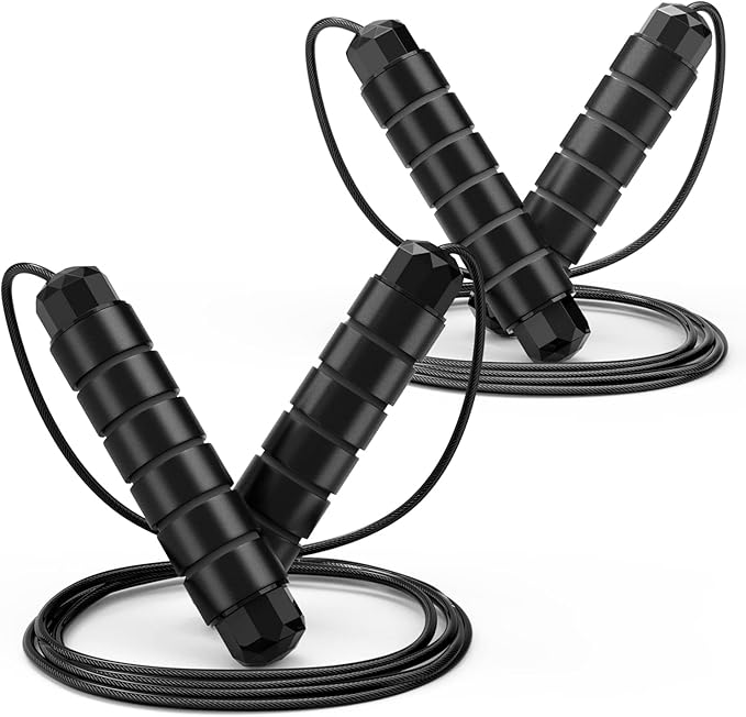 Jump Rope, Tangle-Free Rapid Speed Jumping Rope Cable with Ball Bearings for Women, Men, and Kids