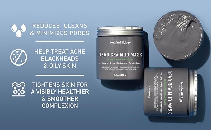 New York Biology Dead Sea Mud Mask for Face and Body | with Tea Tree | Spa Quality Pore Refiner for