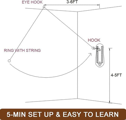 Ring Toss Game for Adults, Hook and Ring Game with String and Hooks for Indoor & Outdoor, Ring Hook