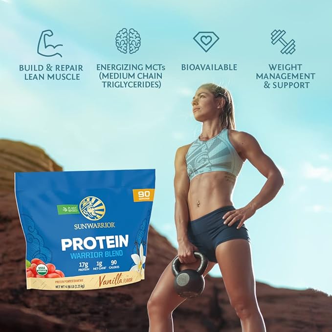 Organic Plant Based Protein Powder | Vegan Organic Protein Powder Vanilla Flavored with BCAA Amino