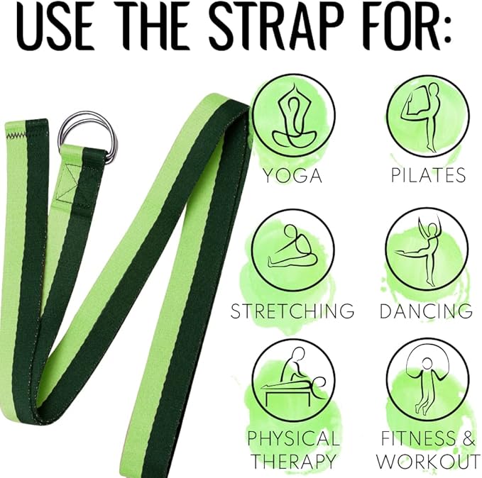 TECEUM Yoga Strap & Mat Strap – 2 IN 1 – Cotton – 6 ft 8 ft 10 ft (30+ colors) – Adjustable
