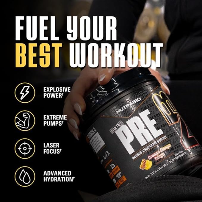 NutraBio STIM-Free PRE Workout for Men, New Formula | Laser Focus, Extreme Pumps | Performance