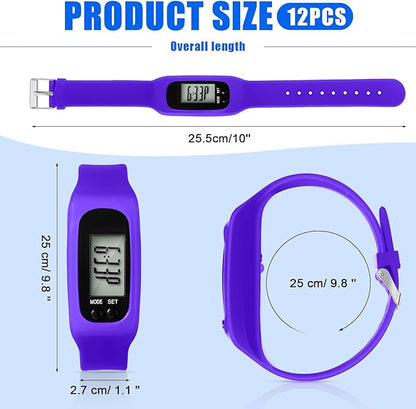 Geyoga 24 Pcs Pedometer for Walking Steps and Miles Pedometer Watch Silicone Steps Tracker Running