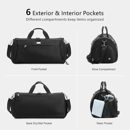 TOPDesign Gym Bag for Women & Men, Unisex Duffel Bag with Shoe Compartment & Wet Pocket for Travel