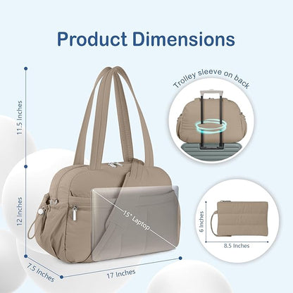 TOPDesign Travel Duffel Bag for Women, Puffer Gym Bag Sports Tote with Wet Pocket, Carry On