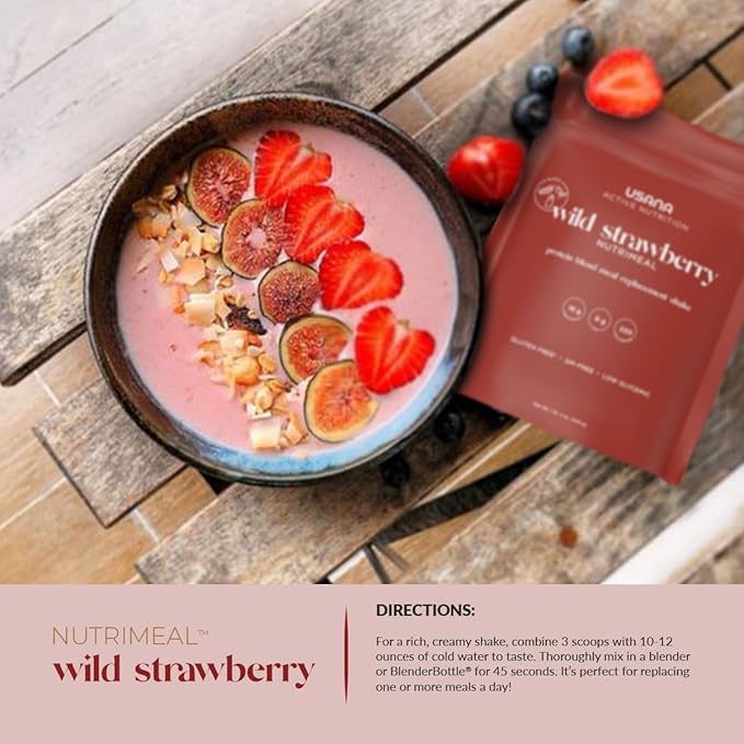 USANA Nutrimeal Meal Replacement Shake - Wild Strawberry - NON-GMO - Gluten Free - Low Glycemic