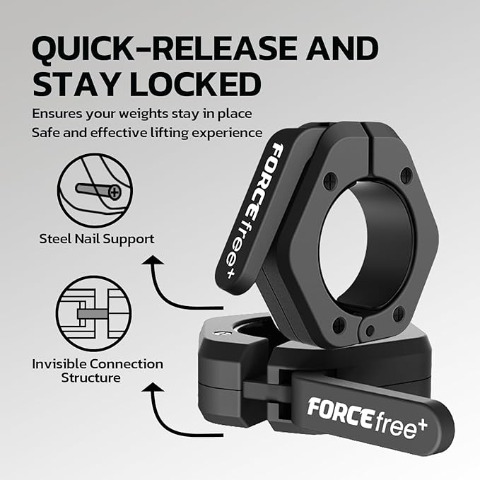 Barbell Clips (Pair), Barbell Clamps, Quick Release Olympic Barbell Clamps with Anti Slip TPR Grip