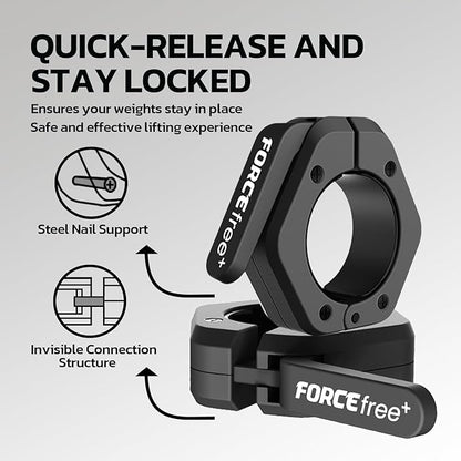 Barbell Clips (Pair), Barbell Clamps, Quick Release Olympic Barbell Clamps with Anti Slip TPR Grip