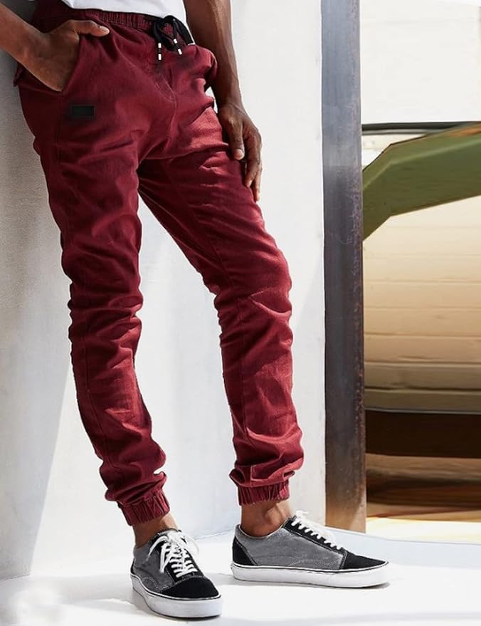 Men Joggers Chino Cargo Pants Hiking Outdoor Recreation Pants Twill Fitness Track Jogging Pants