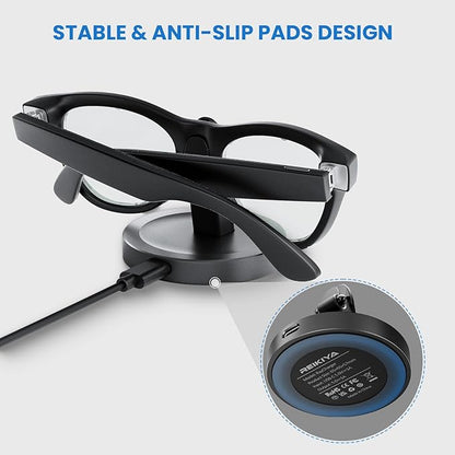 REIKIYA Charging Stand for Ray-Ban Meta Smart Glasses, Portable Charging Dock for Wayfarer