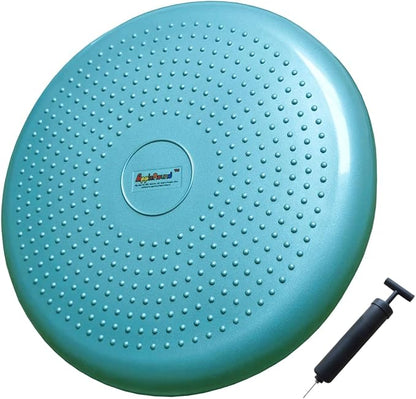 AppleRound Inflated Wobble Cushion with Hand Pump, Air Stability Board (Extra Thick), Core Balance