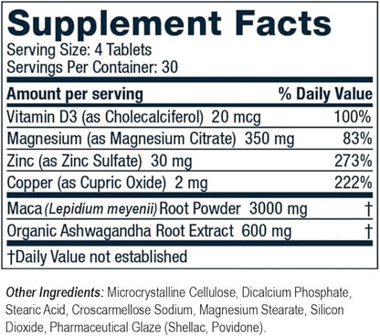 Ro Testosterone Support | Daily Nutritional Supplement with Ashwagandha & Magnesium | (120 Tablets)