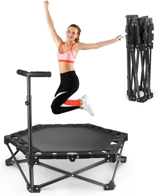 Foldable Mini Trampoline — One-Step Fold & Open, 42" Rebounder Trampoline for Adults & Kids, 450lbs