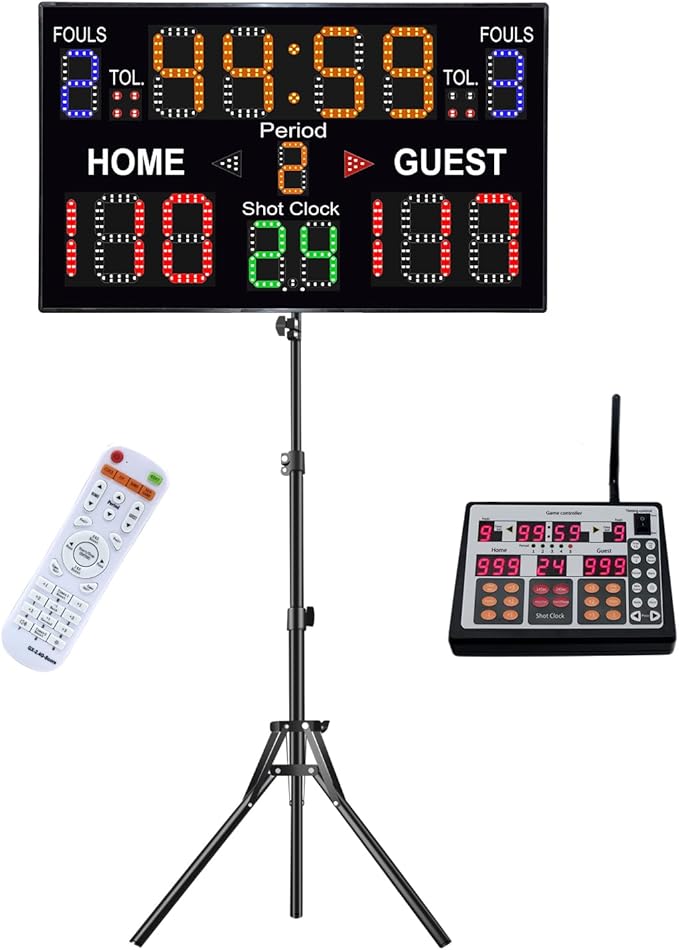 Basketball Digital Scoreboard with Remote,Battery Powered Portable Tabletop Electronic Scoreboard
