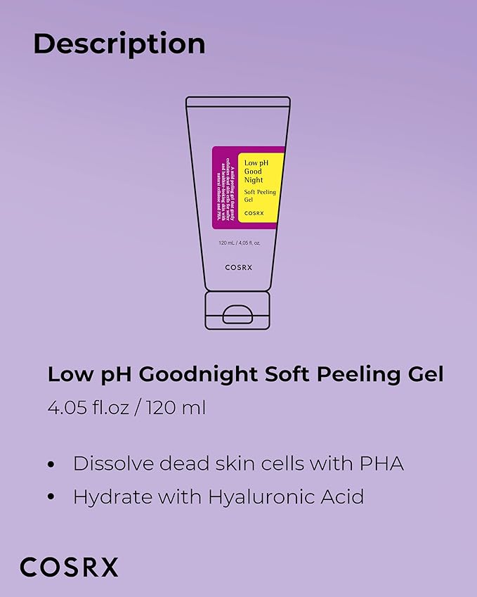 COSRX Low pH Good Night Soft Peeling Gel, 4.05 fl oz / 120ml, Mildly Exfoliating PHA For Sensitive