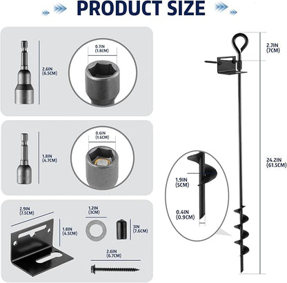 MIXXIDEA 24 in Mobile Home Anchors, Metal Ground Anchor Screw in, Heavy-Duty Earth Anchors with