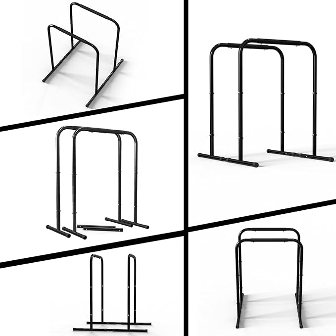 leikefitness Pull Up Dip Station Strength Training Dip Stands Station Tricep Dips Push-Ups For Home