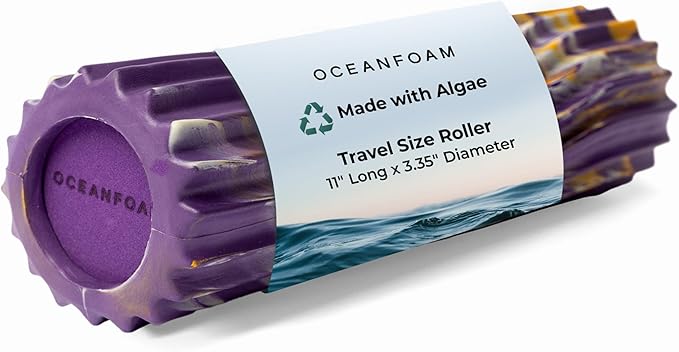 Oceanfoam Ripple Travel Foam Roller (11" x 3.35") Firm Mini Foam Roller for Physical Therapy, Deep
