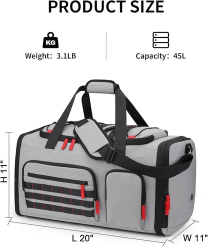 Gym Bags for Men Women, 45L Sports Travel Duffle Bag with Shoe Compartment, 3 in 1 Weekener