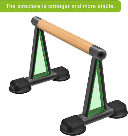 Dolibest Push Up Bar, 12'' High Parallettes Bars with Wooden Handles, Stable and Comfortable