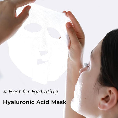 '+WIS+ Hyaluronic Acid Face Mask 24 EA with Hyaluronic Acid Serum and Vitamin B5, Hydrating Facial