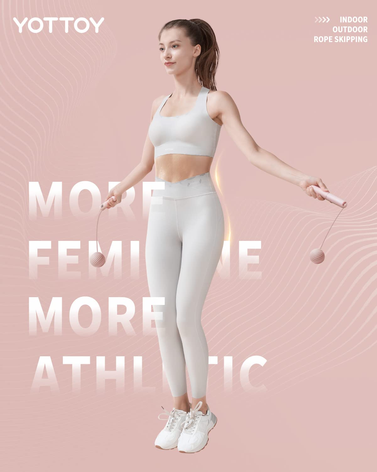 YOTTOY Cordless Jump Rope with Counter - Ropeless Jump Rope 2 In 1 with Large Cordless