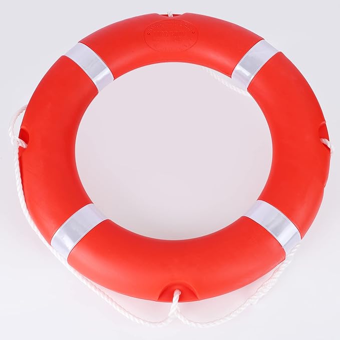 28/23 Inch Boat Safety Throw Ring Set, 98.4FT Floating Lifesaving Rope, 2.5/1.5 KG International