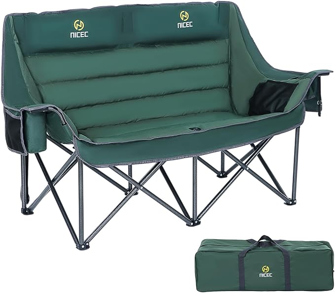 Nice C Double Padded Camping Chair, Oversized Loveseat Camping Chair, Outdoor Camping Couch for