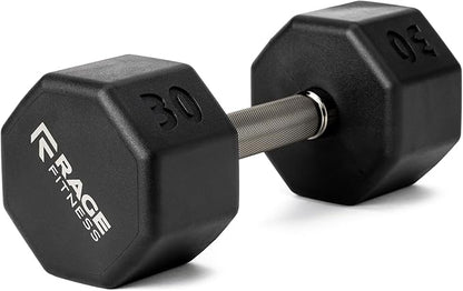 Rubber Coated Dumbbells - No Roll Design Easy-Grip Steel Knurled Handle, Weights Dumbbells Set for
