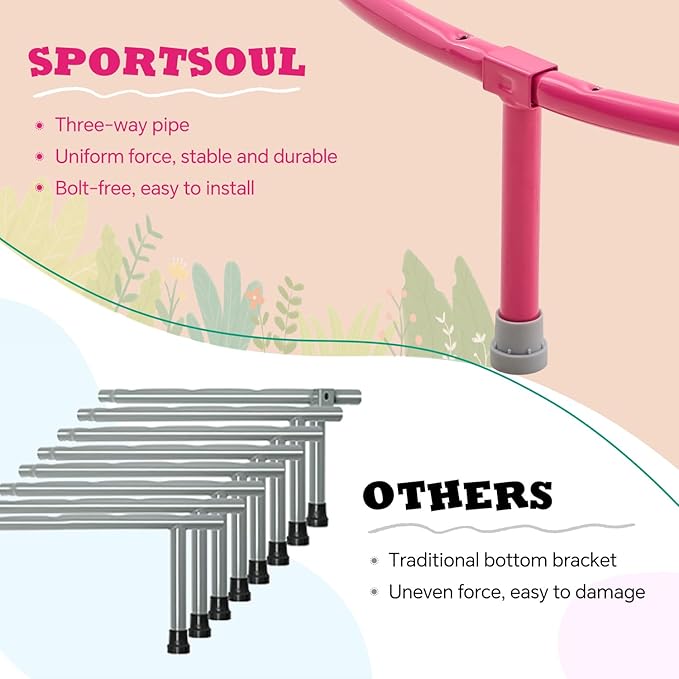 SPORTSOUL Mini Trampoline for Kids 3-6 with Super Safe Foam Handle Bar, 3ft Toddler Trampoline