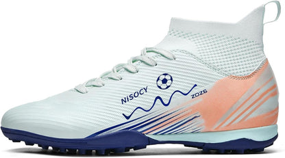 NISOCY Soccer Shoes for Mens Womens Professional Cleats High-Top Athletic Turf Football Shoe