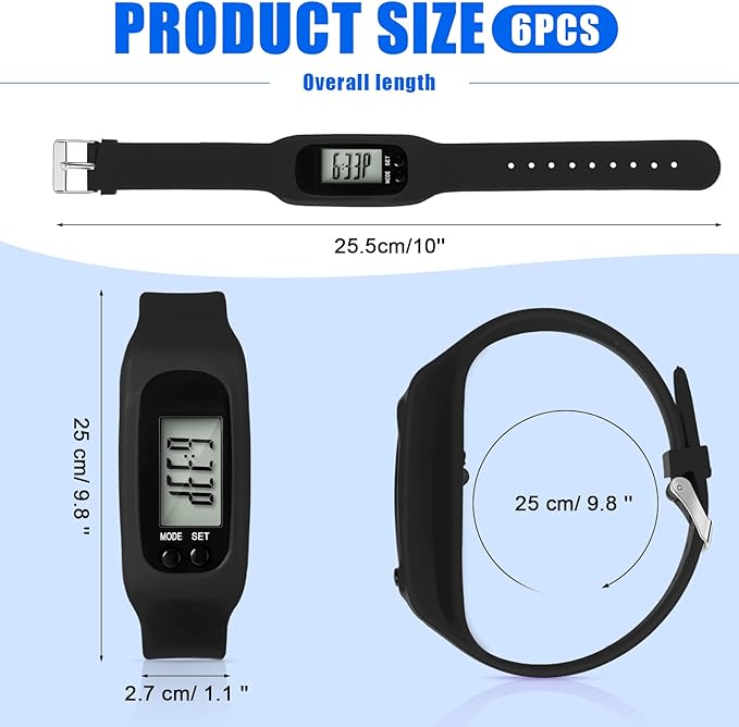 Geyoga 24 Pcs Pedometer for Walking Steps and Miles Pedometer Watch Silicone Steps Tracker Running