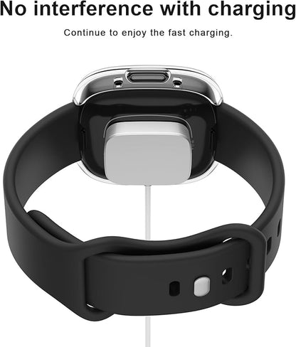 Vancle Case for Fitbit Versa 4 / Fitbit Sense 2, 4-Pack Screen Protector Tempered Glass Full Around