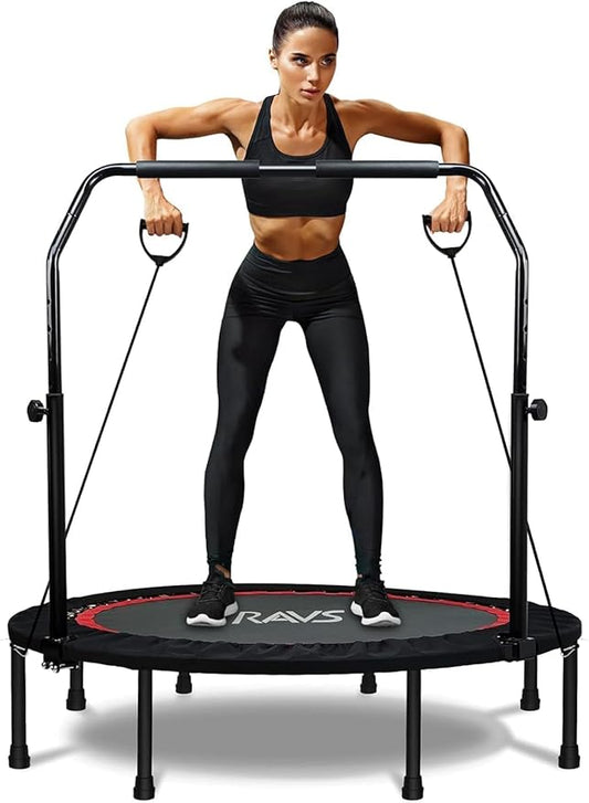 RAVS Mini Trampoline for Kids Adults 40"/48" Foldable Fitness Rebounder Kids Trampoline with 5