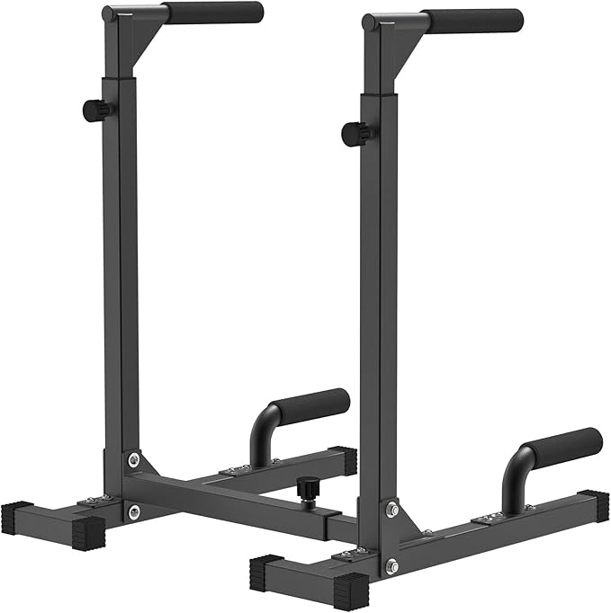 SELEWARE Heavy Duty Dip Bar, Adjustable Width & Height Dip Station Home Gym Fitness Equipment