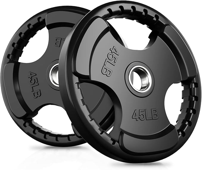 RitFit Olympic Rubber Grip Plates for Barbell, 2-Inch Weight Plates for Weightlifting and Strength