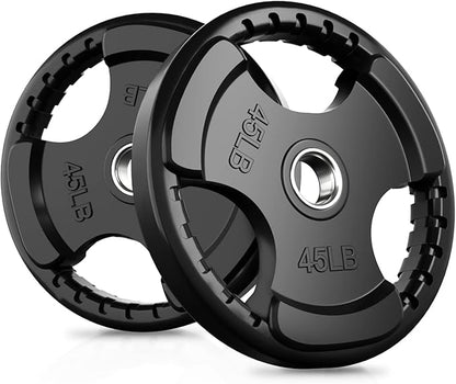 RitFit Olympic Rubber Grip Plates for Barbell, 2-Inch Weight Plates for Weightlifting and Strength