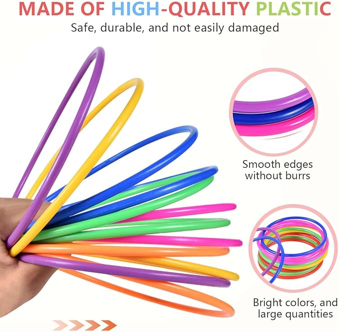 OBTANIM 12 Pcs Plastic 7 Inch Ring Toss Game for Kids and Outdoor Toss Rings for Speed and Agility
