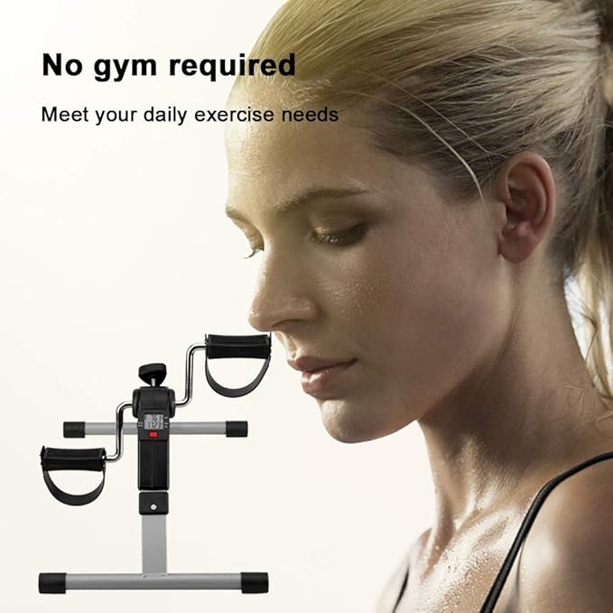 Folding Pedal Exerciser, Mini Under Desk Bike - Portable Foot Hand Cycle Peddler Machine Bicycle