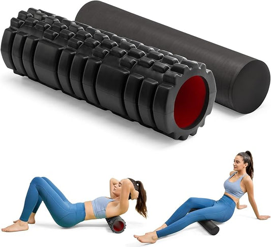 Foam Roller High Density Foam Roller Set for Deep Tissue Muscle Massage, 18" Trigger Point Fitness