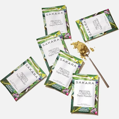 SAKARA Protein + Greens Super Powder ??30 Servings, Organic Plant-Based Blend with Hemp, Pumpkin