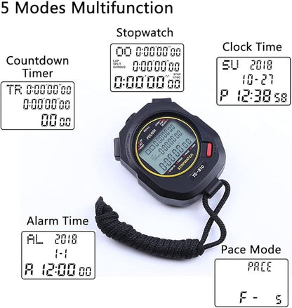 Stopwatch Timer Lap Split Digital Stopwatch with Clock Calendar Alarm, Large Display Stop Watch for
