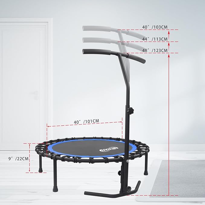 Newan 40"-48" Silent Mini Trampoline Fitness Trampoline Bungee Rebounder Jumping Cardio Trainer