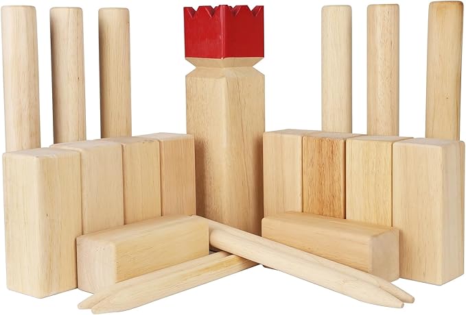 Juegoal Kubb Backyard Game Set, Wooden Block Tossing Game Set with Carrying Bag, Outdoor Games for