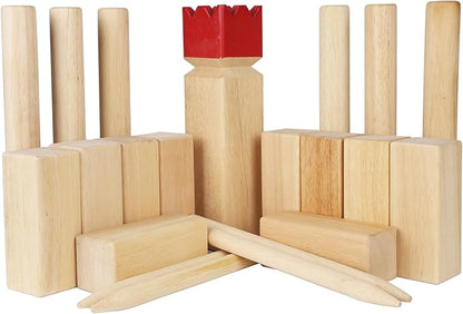 Juegoal Kubb Backyard Game Set, Wooden Block Tossing Game Set with Carrying Bag, Outdoor Games for