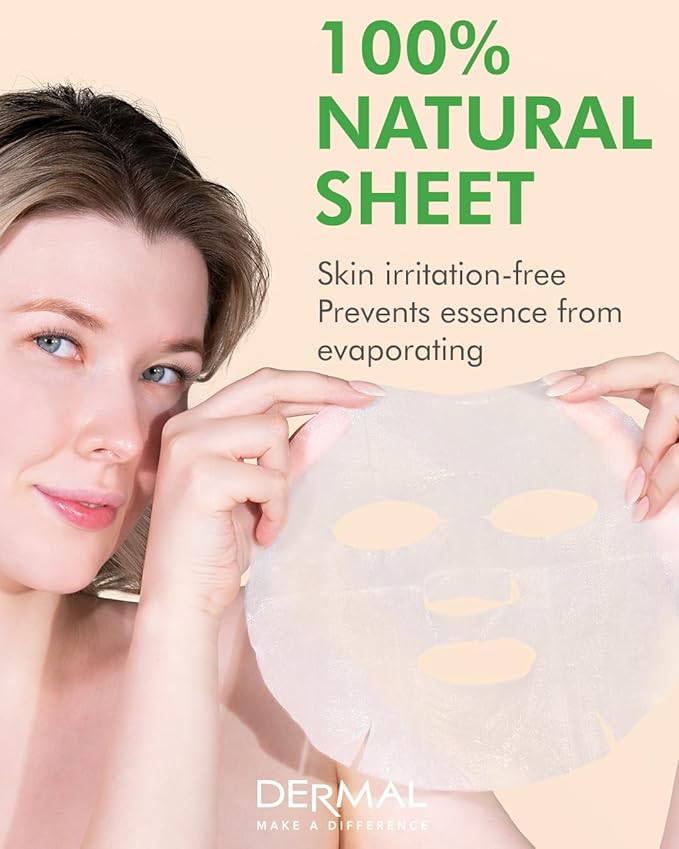DERMAL Herb Collagen Essence Facial Mask Sheet 23g Pack of 10 - Skin Clear and Purifying, Pore