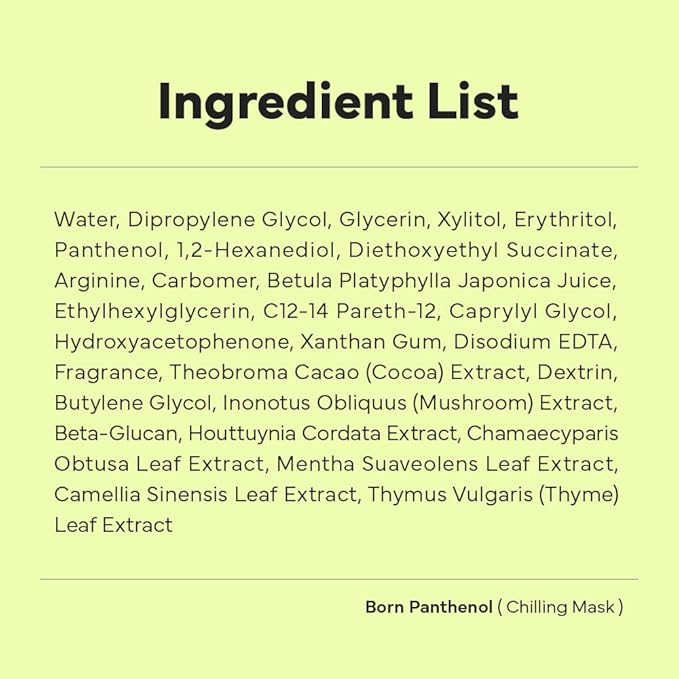 SAM'U Born Panthenol Chilling Mask ??Korean Facial Sheet Mask with Birch Sap & Xylitol for Deep