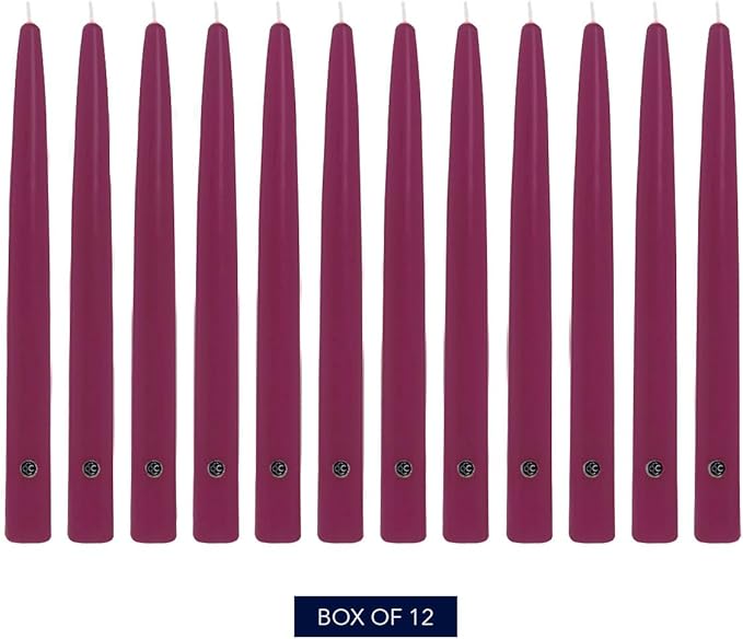 Colonial Candle Unscented Taper Candle, Handipt Collection, Mulberry, 10 in, Pack of 12 - Up to 8