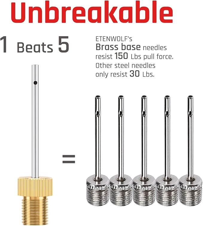ETENWOLF Brass Ball Pump Needles with Storage Case, No Break Heavy Duty Air Pump Needles for Balls