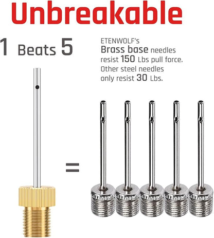 ETENWOLF Brass Ball Pump Needles with Storage Case, No Break Heavy Duty Air Pump Needles for Balls